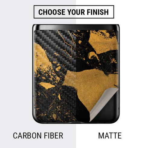 Black and Gold Scattered Marble Galaxy Z Flip Skin