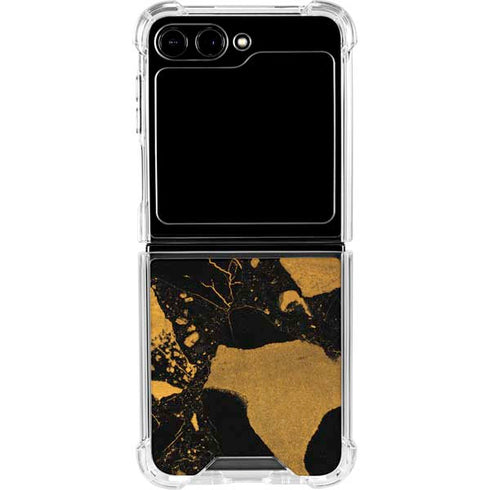 Black and Gold Scattered Marble Galaxy Z Flip5 5G Clear Case
