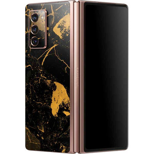 Black and Gold Scattered Marble Galaxy Z Fold2 5G Skin