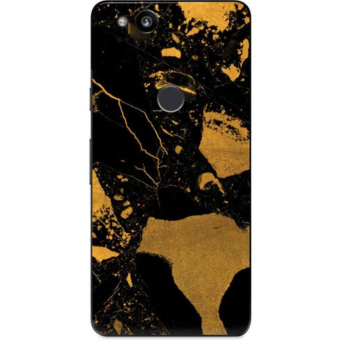Black and Gold Scattered Marble Google Pixel 2 Skin