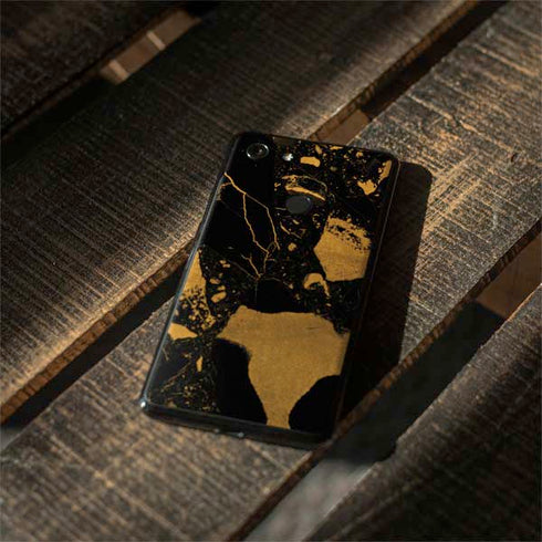 Black and Gold Scattered Marble Google Pixel 3 Skin