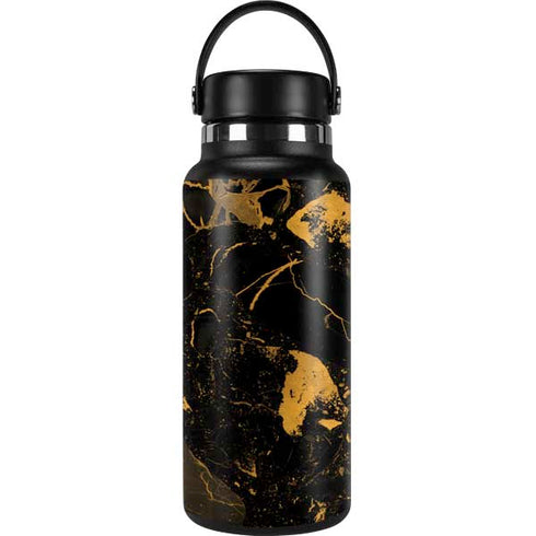 Black and Gold Scattered Marble Hydro Flask 32oz Wide Mouth Skin