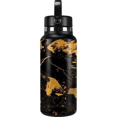 Black and Gold Scattered Marble Hydro Flask 32oz Wide Mouth Skin