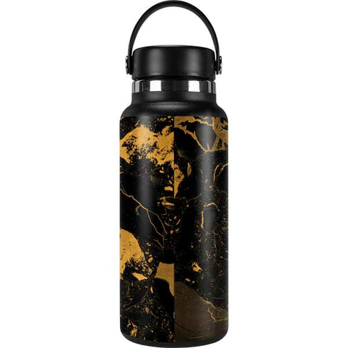 Black and Gold Scattered Marble Hydro Flask 32oz Wide Mouth Skin