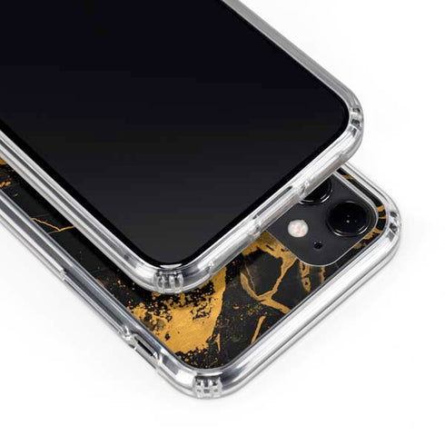 Black and Gold Scattered Marble iPhone 11 Clear Case
