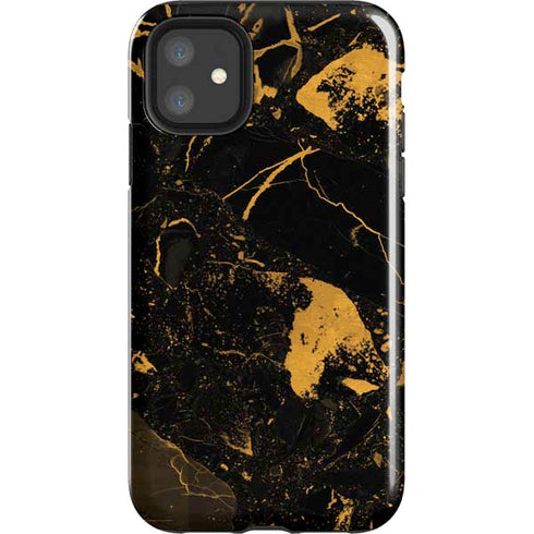Black and Gold Scattered Marble iPhone 11 Impact Case