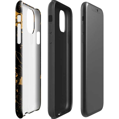 Black and Gold Scattered Marble iPhone 11 Impact Case