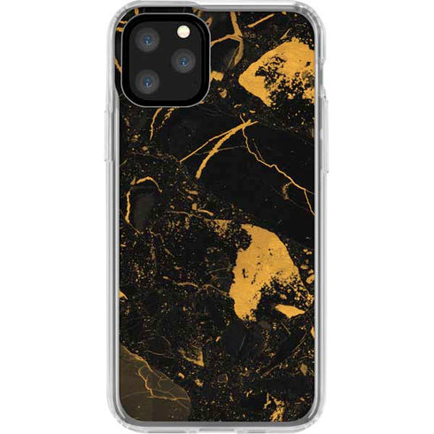 Black and Gold Scattered Marble iPhone 11 Pro Clear Case