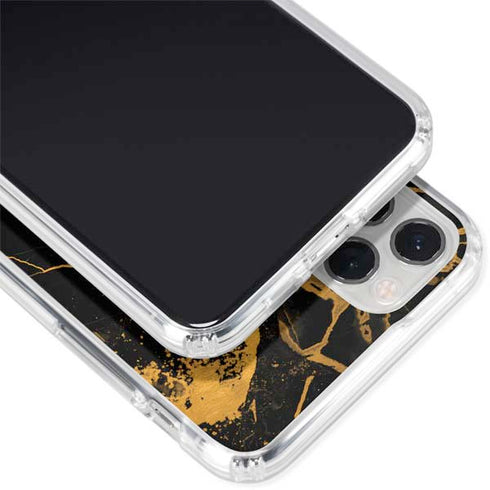 Black and Gold Scattered Marble iPhone 11 Pro Clear Case