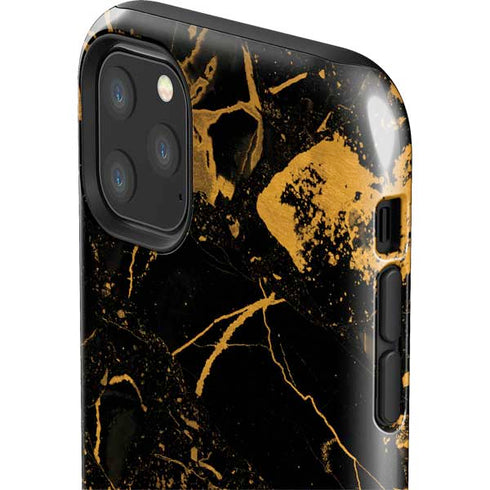 Black and Gold Scattered Marble iPhone 11 Pro Max Impact Case