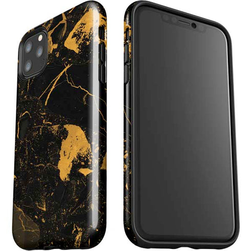 Black and Gold Scattered Marble iPhone 11 Pro Max Impact Case