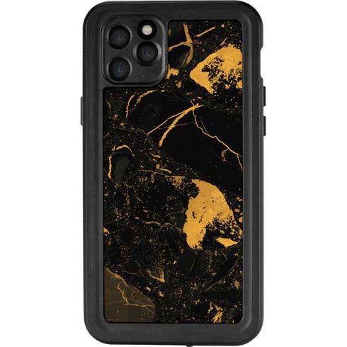 Black and Gold Scattered Marble iPhone 11 Pro Max Waterproof Case