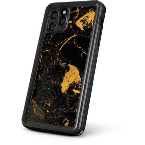Black and Gold Scattered Marble iPhone 11 Pro Max Waterproof Case