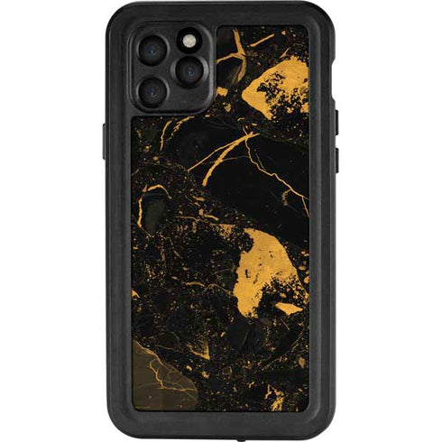 Black and Gold Scattered Marble iPhone 11 Pro Waterproof Case