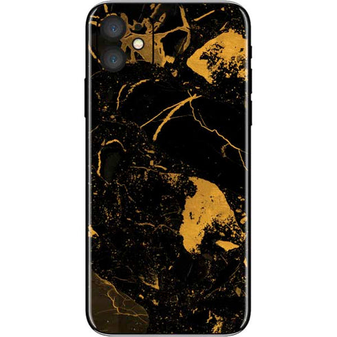 Black and Gold Scattered Marble iPhone 11 Skin