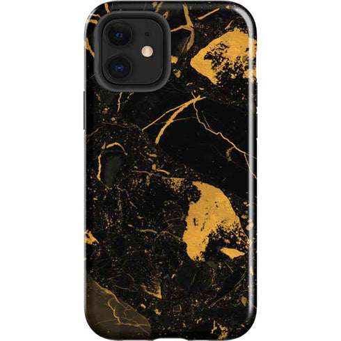 Black and Gold Scattered Marble iPhone 12 Impact Case