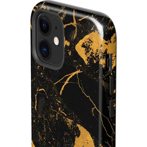 Black and Gold Scattered Marble iPhone 12 Impact Case