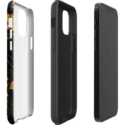Black and Gold Scattered Marble iPhone 12 Impact Case