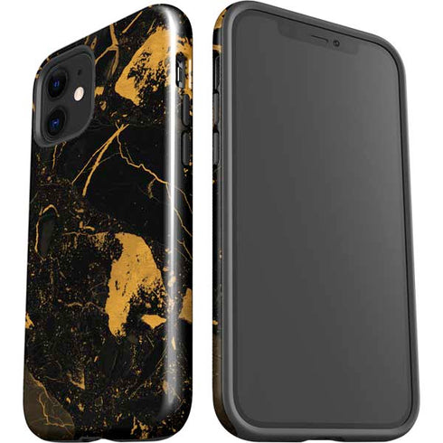 Black and Gold Scattered Marble iPhone 12 Impact Case