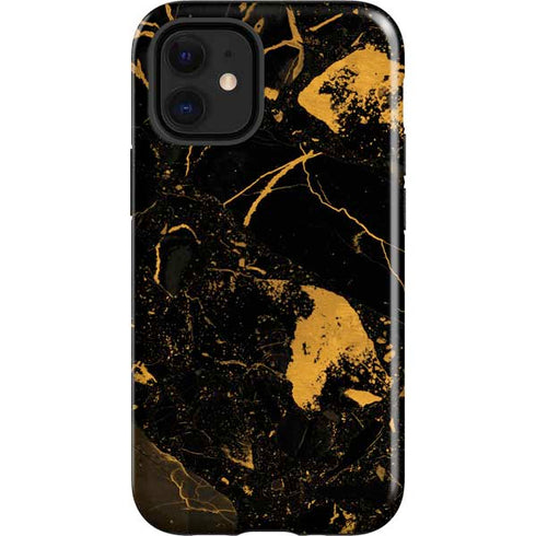 Black and Gold Scattered Marble iPhone 12 Mini Impact Case
