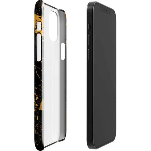 Black and Gold Scattered Marble iPhone 12 Mini Lite Case