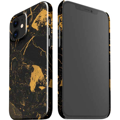 Black and Gold Scattered Marble iPhone 12 Mini Lite Case