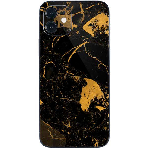 Black and Gold Scattered Marble iPhone 12 Mini Skin