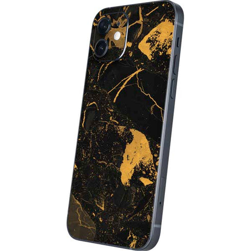 Black and Gold Scattered Marble iPhone 12 Mini Skin