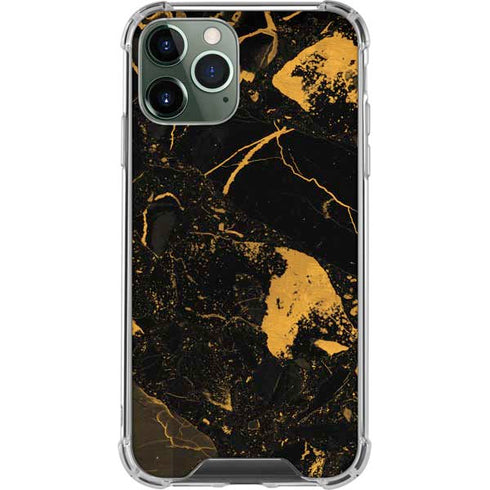 Black and Gold Scattered Marble iPhone 12 Pro Clear Case