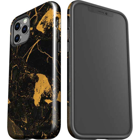 Black and Gold Scattered Marble iPhone 12 Pro Impact Case