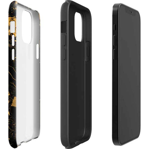 Black and Gold Scattered Marble iPhone 12 Pro Max Impact Case