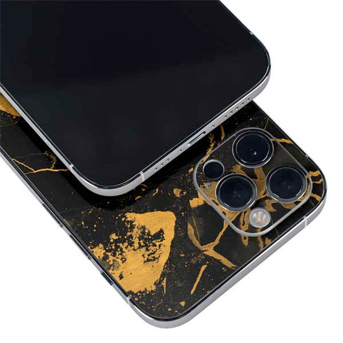 Black and Gold Scattered Marble iPhone 12 Pro Max Skin