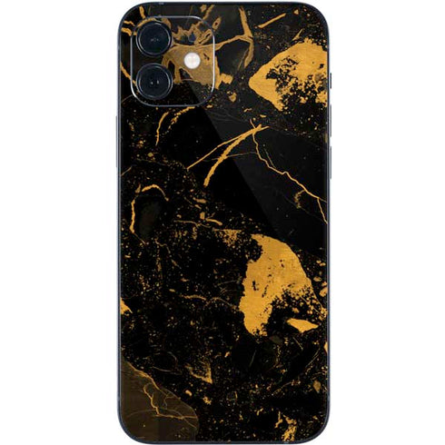 Black and Gold Scattered Marble iPhone 12 Skin