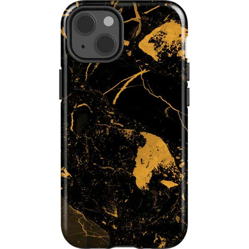 Black and Gold Scattered Marble iPhone 13 Impact Case