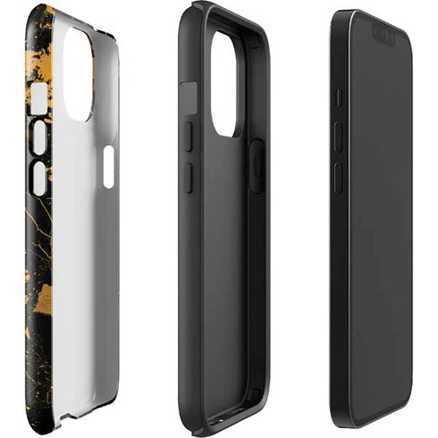 Black and Gold Scattered Marble iPhone 13 Impact Case