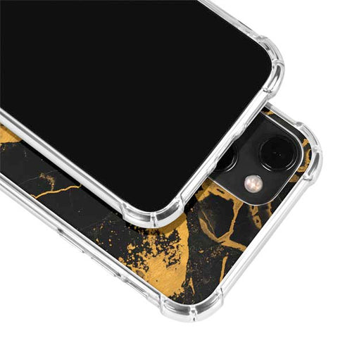 Black and Gold Scattered Marble iPhone 13 Mini Clear Case