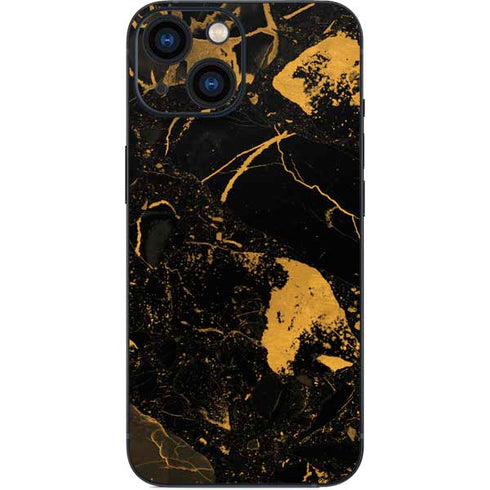 Black and Gold Scattered Marble iPhone 13 Mini Skin