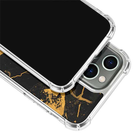 Black and Gold Scattered Marble iPhone 13 Pro Max Clear Case