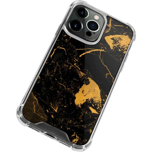 Black and Gold Scattered Marble iPhone 13 Pro Max Clear Case