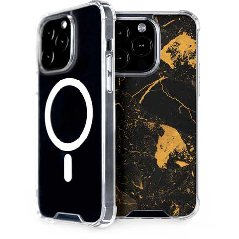 Black and Gold Scattered Marble iPhone 14 Pro MagSafe Case
