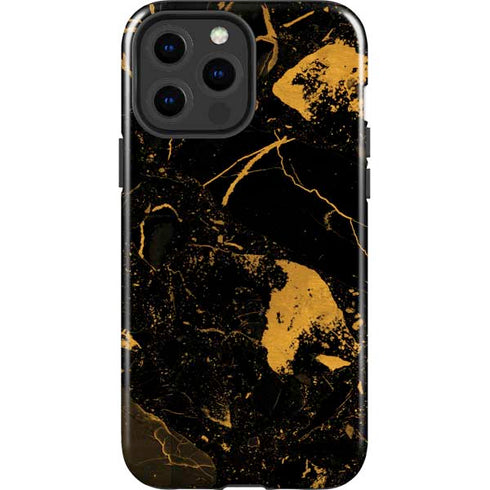 Black and Gold Scattered Marble iPhone 15 Pro Max Impact Case