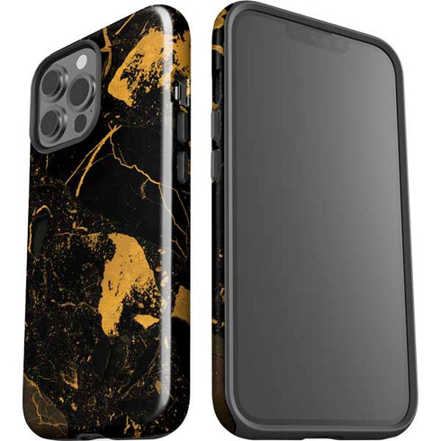 Black and Gold Scattered Marble iPhone 15 Pro Max Impact Case