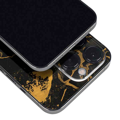 Black and Gold Scattered Marble iPhone 14 Pro Max Skin
