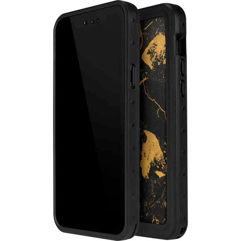 Black and Gold Scattered Marble iPhone 14 Pro Max Waterproof Case