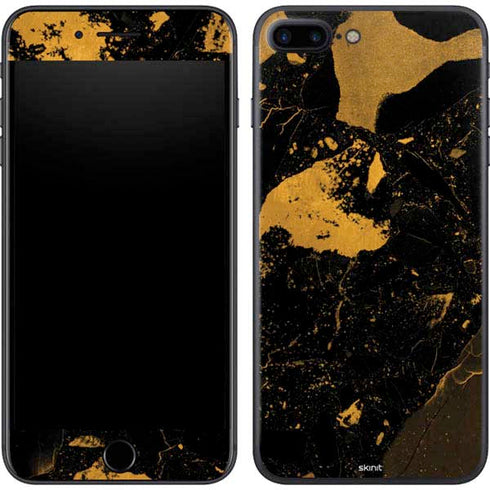 Black and Gold Scattered Marble iPhone 7 Plus Skin