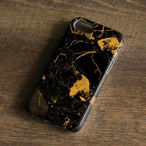 Black and Gold Scattered Marble iPhone 7 Pro Case