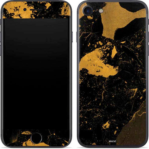 Black and Gold Scattered Marble iPhone 7 Skin