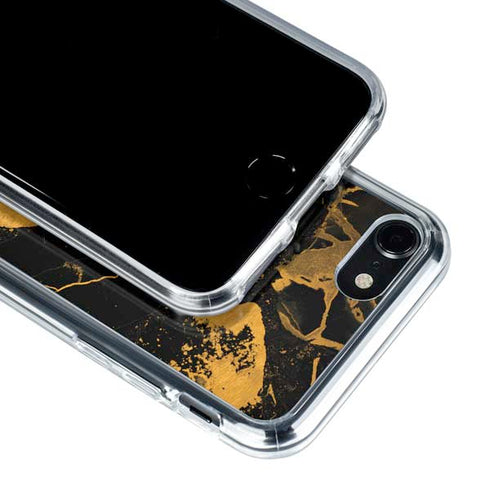 Black and Gold Scattered Marble iPhone SE (2nd & 3rd Gen) Clear Case