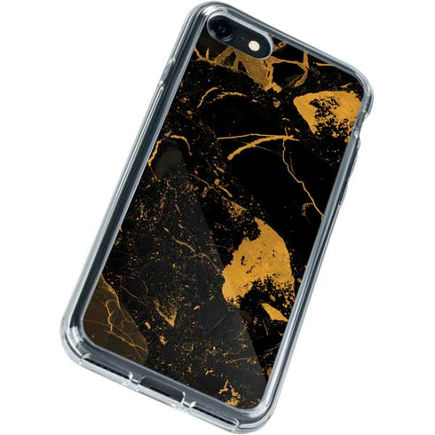 Black and Gold Scattered Marble iPhone SE (2nd & 3rd Gen) Clear Case