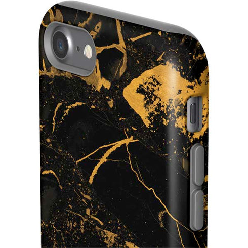 Black and Gold Scattered Marble iPhone SE (2nd & 3rd Gen) Pro Case